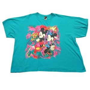 Mickey Unlimited T-Shirt Womens 3X Teal Vintage‎ 90s Mickey Minnie Graphic Tee